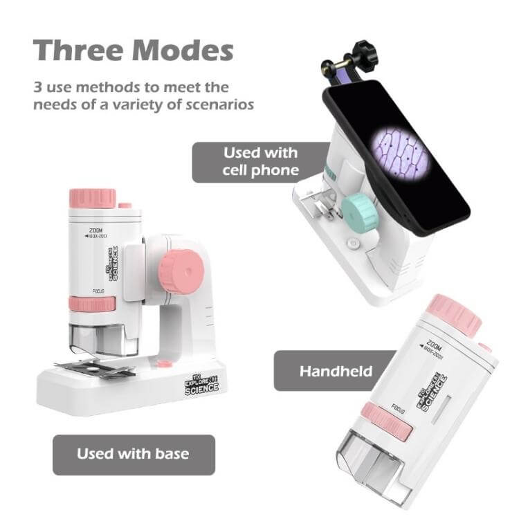 New Kid's Portable Pocket Microscope With Adjustable Zoom 80-200x