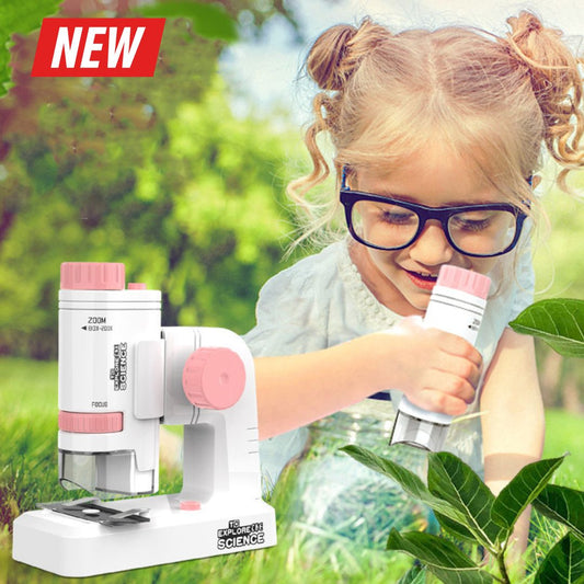 New Kid's Portable Pocket Microscope With Adjustable Zoom 80-200x