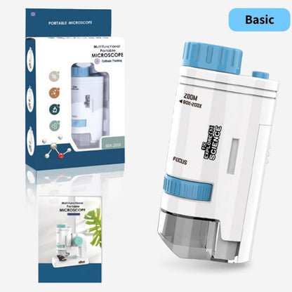 New Kid's Portable Pocket Microscope With Adjustable Zoom 80-200x